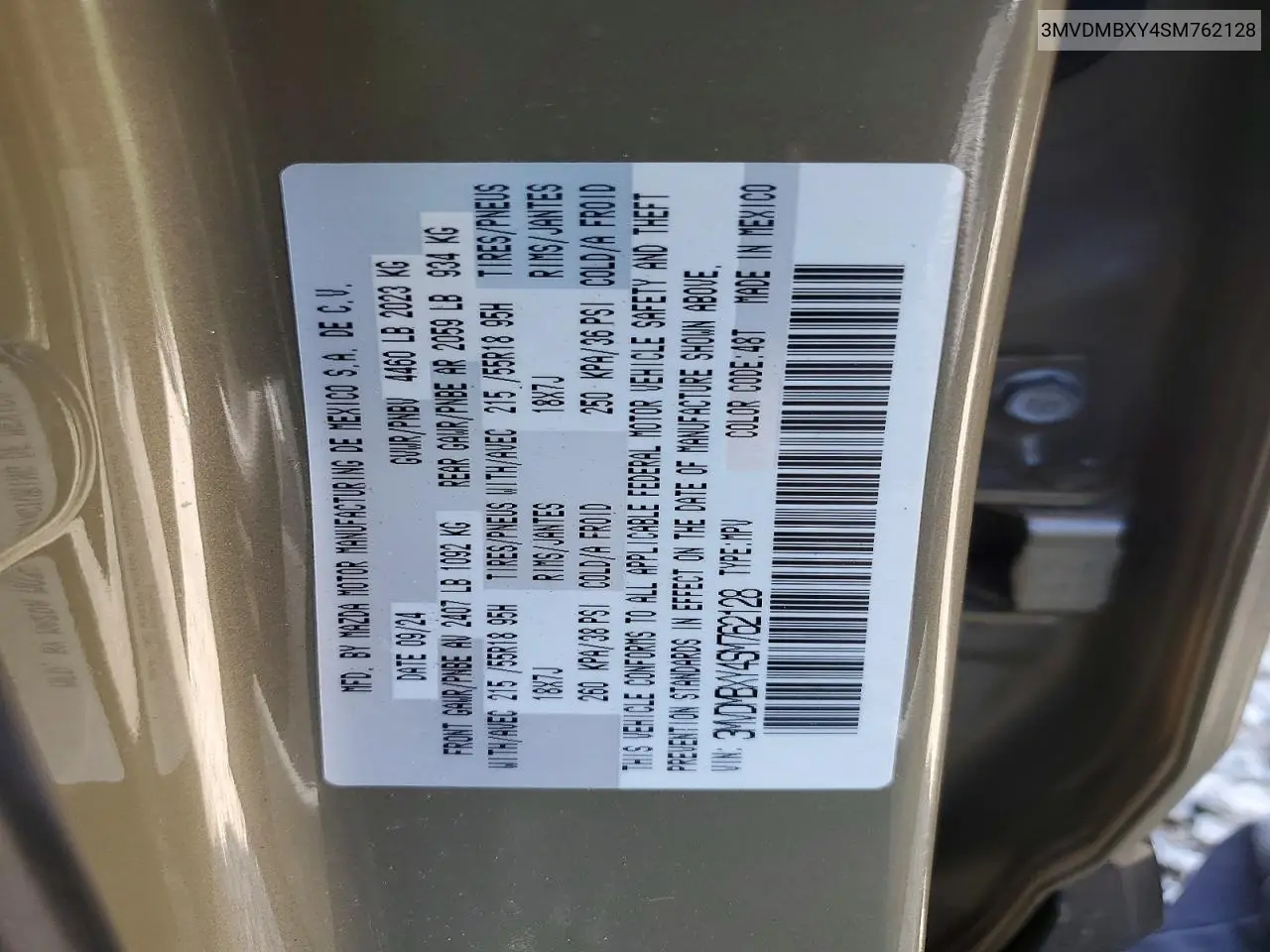 2025 Mazda Cx-30 Carbon Turbo VIN: 3MVDMBXY4SM762128 Lot: 61888256