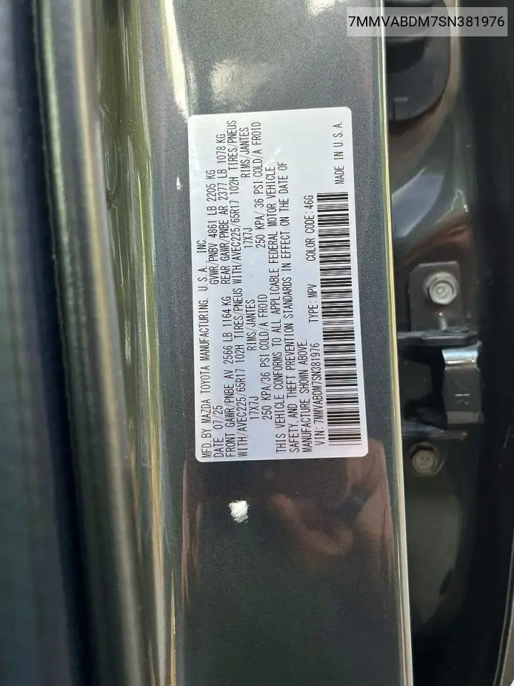 7MMVABDM7SN381976 2025 Mazda Cx-50 Premium