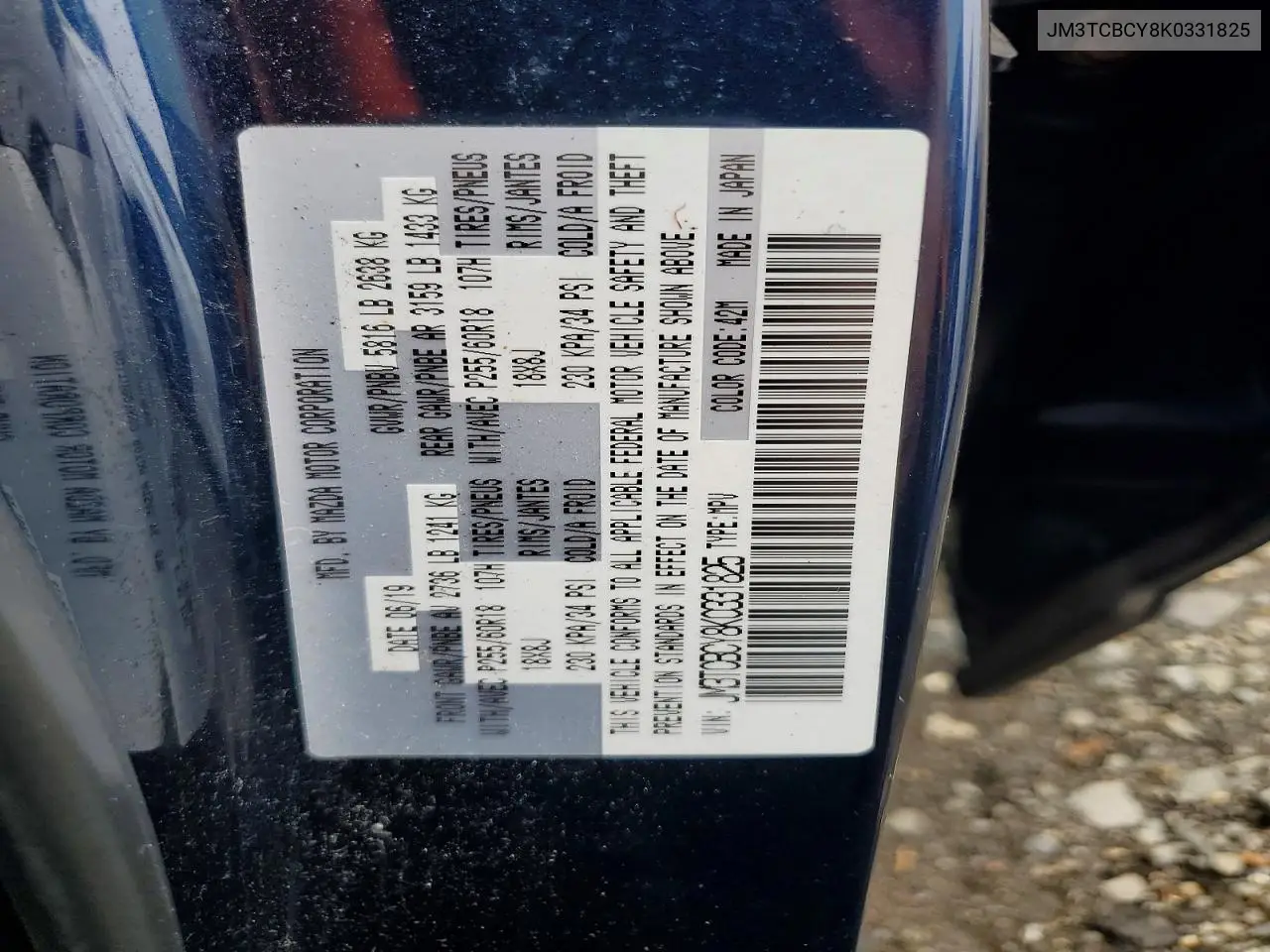 2019 Mazda Cx-9 Touring VIN: JM3TCBCY8K0331825 Lot: 59905866