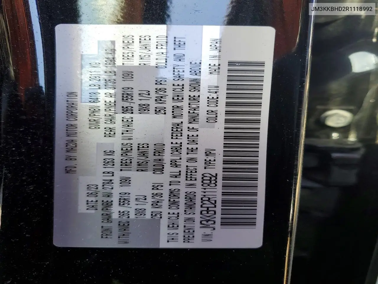 2024 Mazda Cx-90 Preferred VIN: JM3KKBHD2R1118992 Lot: 50734096