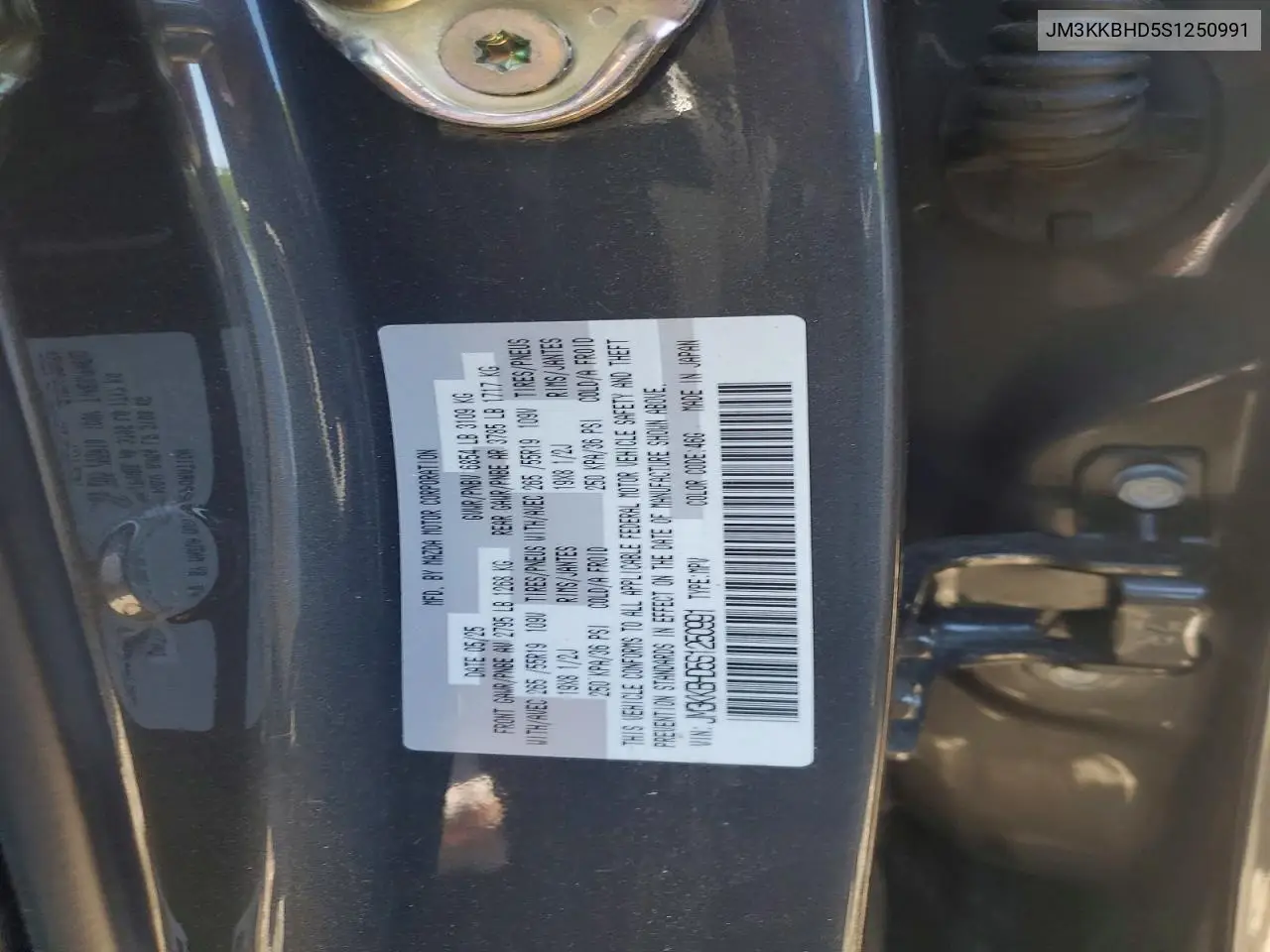 2025 Mazda Cx-90 Preferred VIN: JM3KKBHD5S1250991 Lot: 54950806