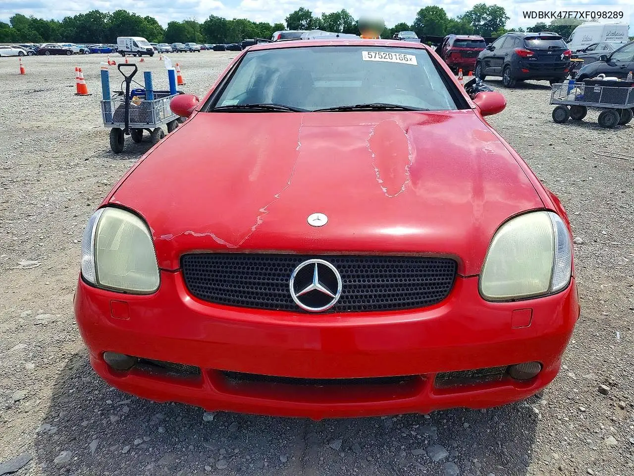 1999 Mercedes-Benz Slk 230 Kompressor VIN: WDBKK47F7XF098289 Lot: 57520166