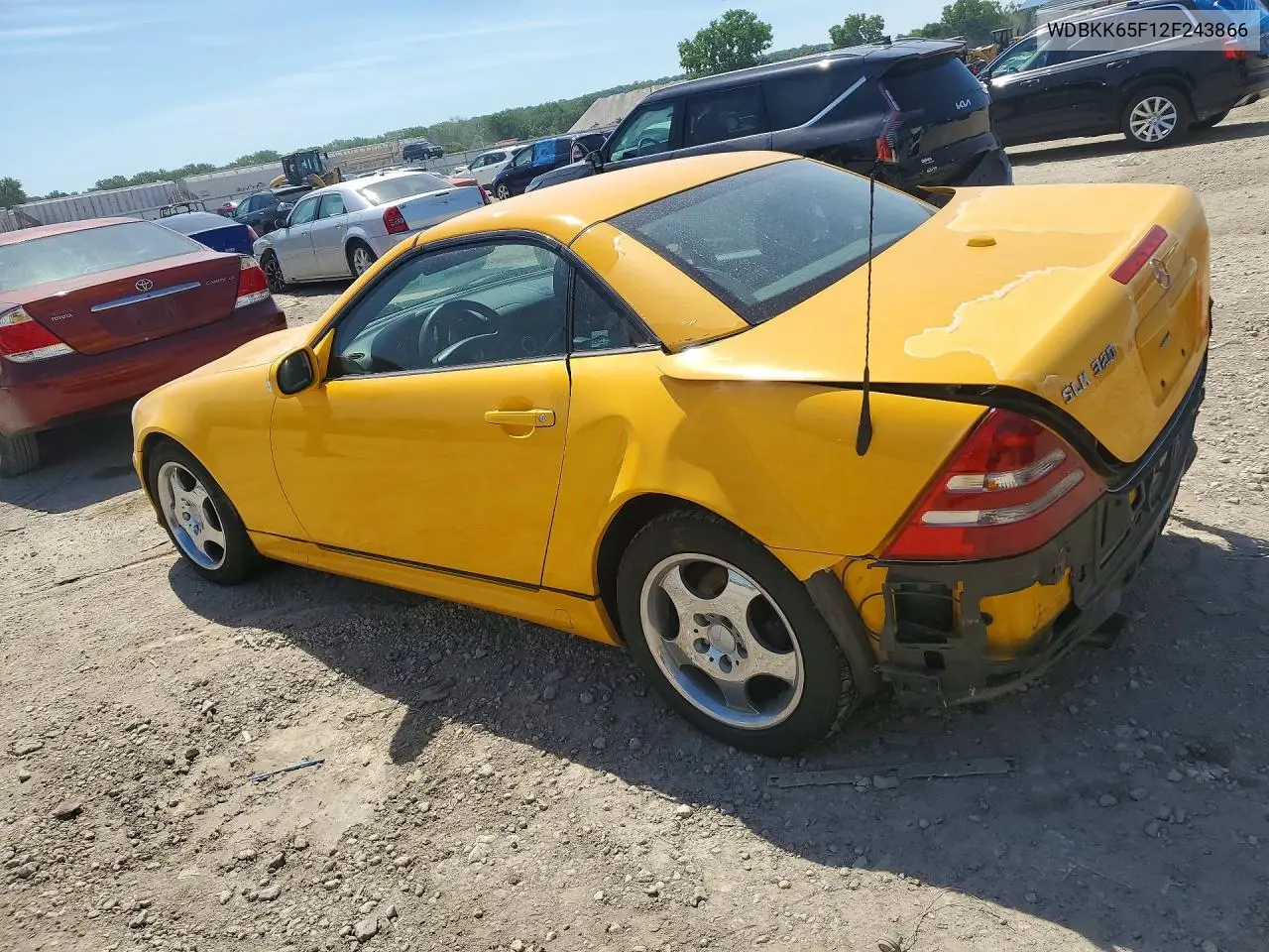 2002 Mercedes-Benz Slk 320 VIN: WDBKK65F12F243866 Lot: 58024976
