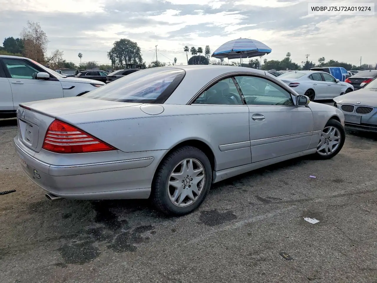 2002 Mercedes-Benz Cl 500 VIN: WDBPJ75J72A019274 Lot: 74640005