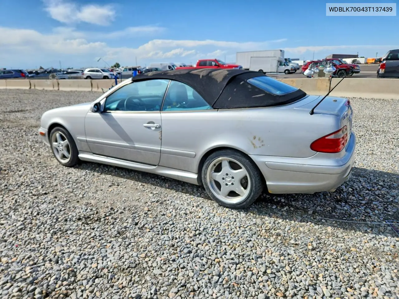 2003 Mercedes-Benz Clk 430 VIN: WDBLK70G43T137439 Lot: 48837996