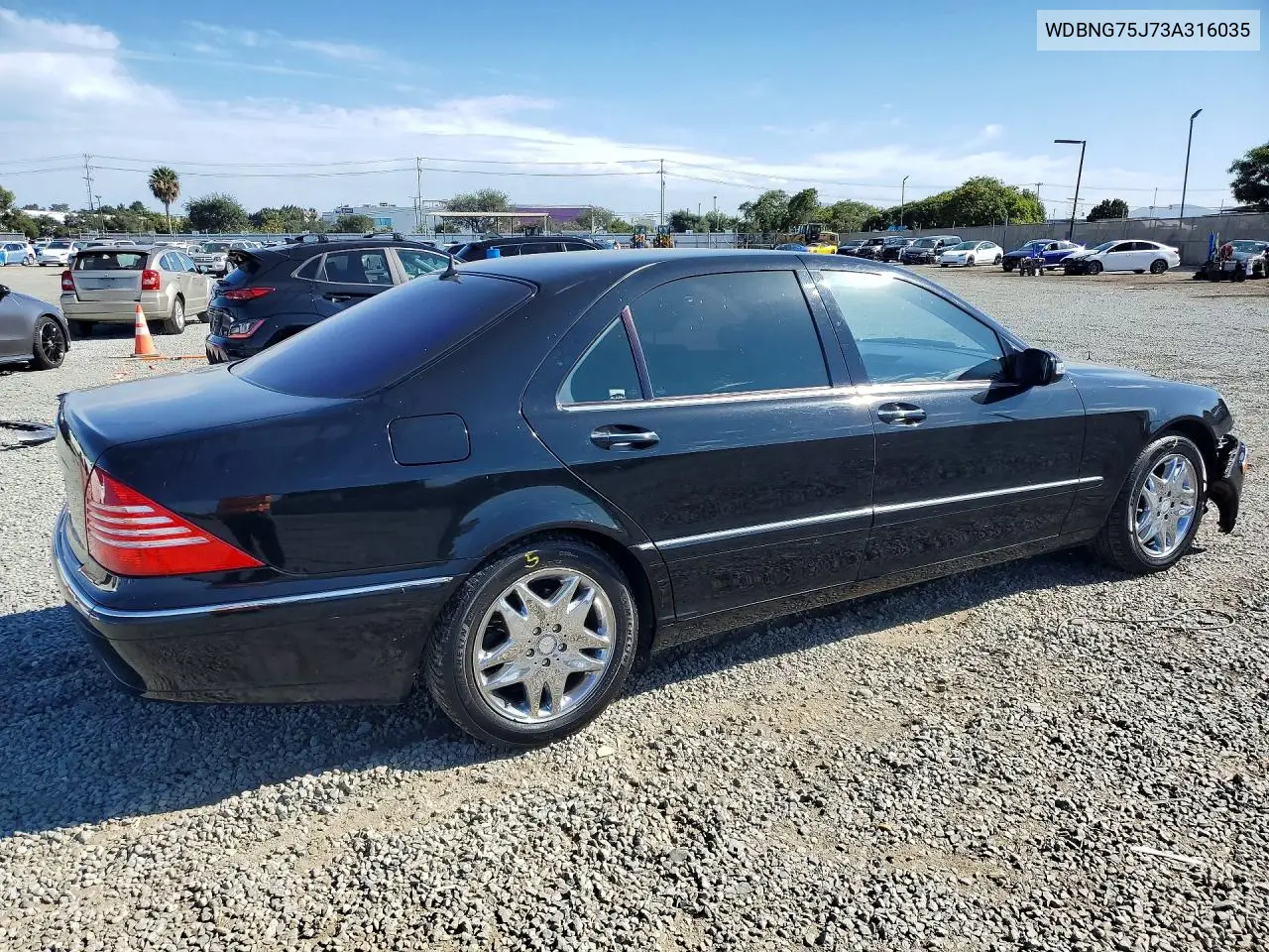 2003 Mercedes-Benz S 500 VIN: WDBNG75J73A316035 Lot: 57370696