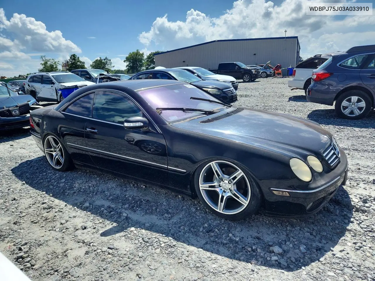 2003 Mercedes-Benz Cl 500 VIN: WDBPJ75J03A033910 Lot: 57988486