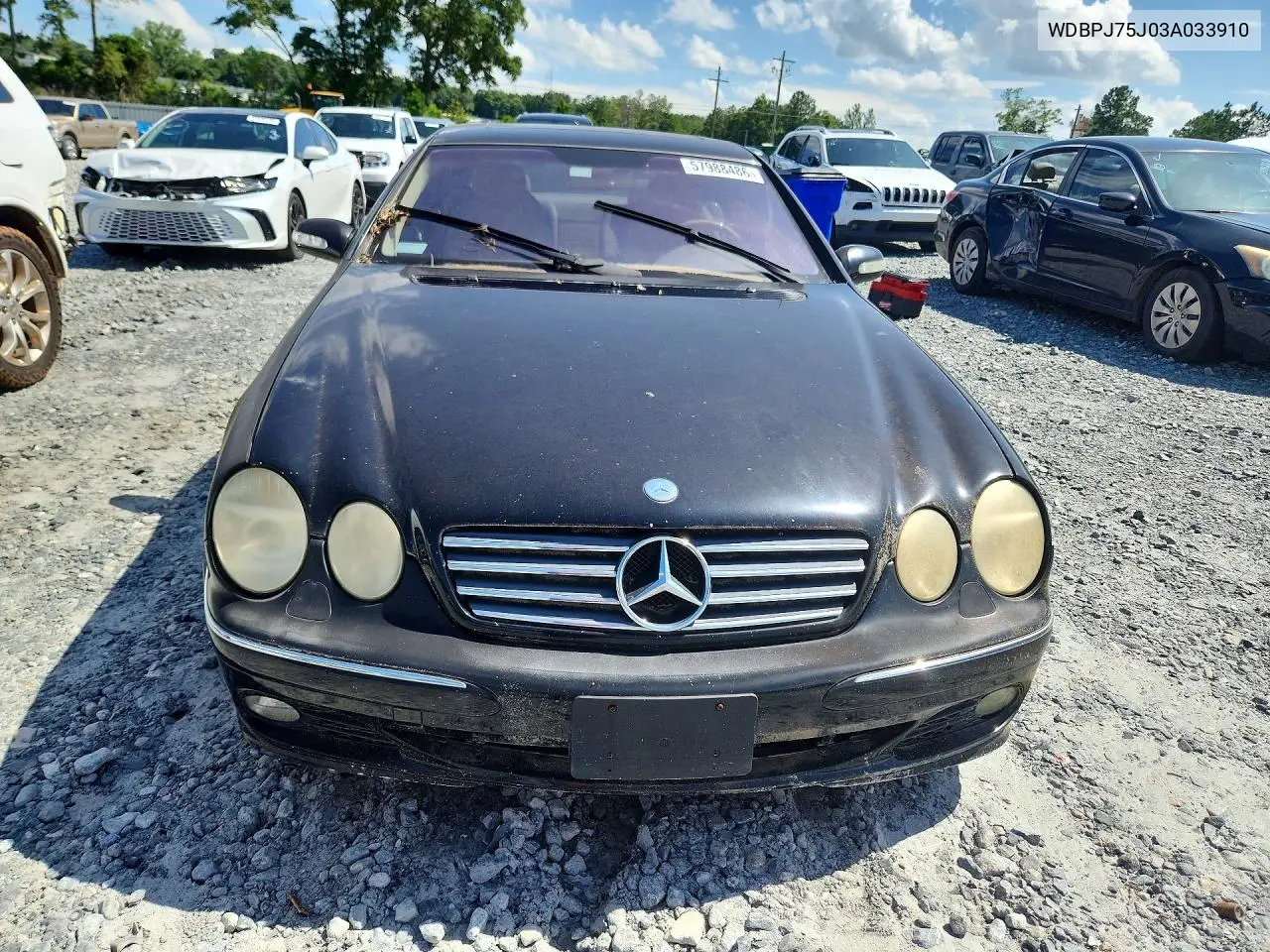2003 Mercedes-Benz Cl 500 VIN: WDBPJ75J03A033910 Lot: 57988486