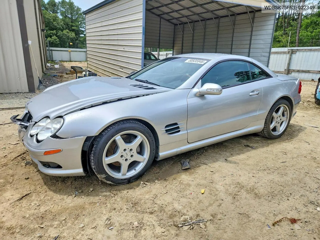 2003 Mercedes-Benz Sl 500R VIN: WDBSK75F63F022349 Lot: 58935946