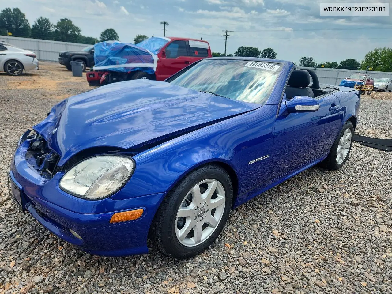 2003 Mercedes-Benz Slk 230 Kompressor VIN: WDBKK49F23F273183 Lot: 60655216