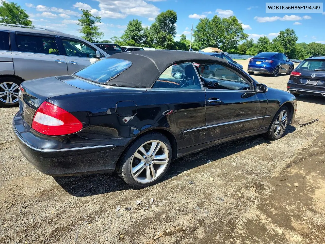 2006 Mercedes-Benz Clk 350 VIN: WDBTK56H86F194749 Lot: 57403676