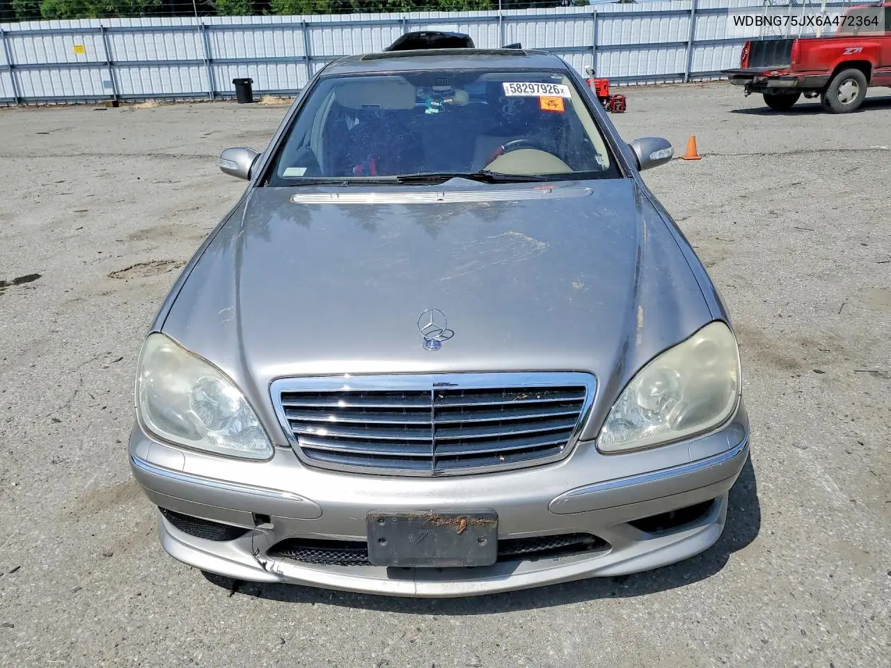 2006 Mercedes-Benz S 500 VIN: WDBNG75JX6A472364 Lot: 58297926