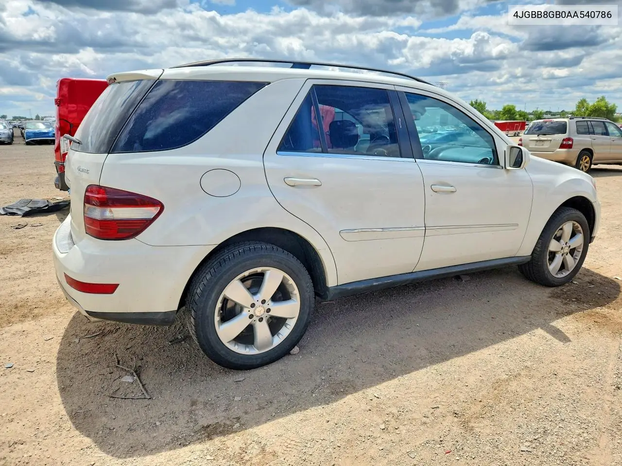 2010 Mercedes-Benz Ml 350 4Matic VIN: 4JGBB8GB0AA540786 Lot: 61524256