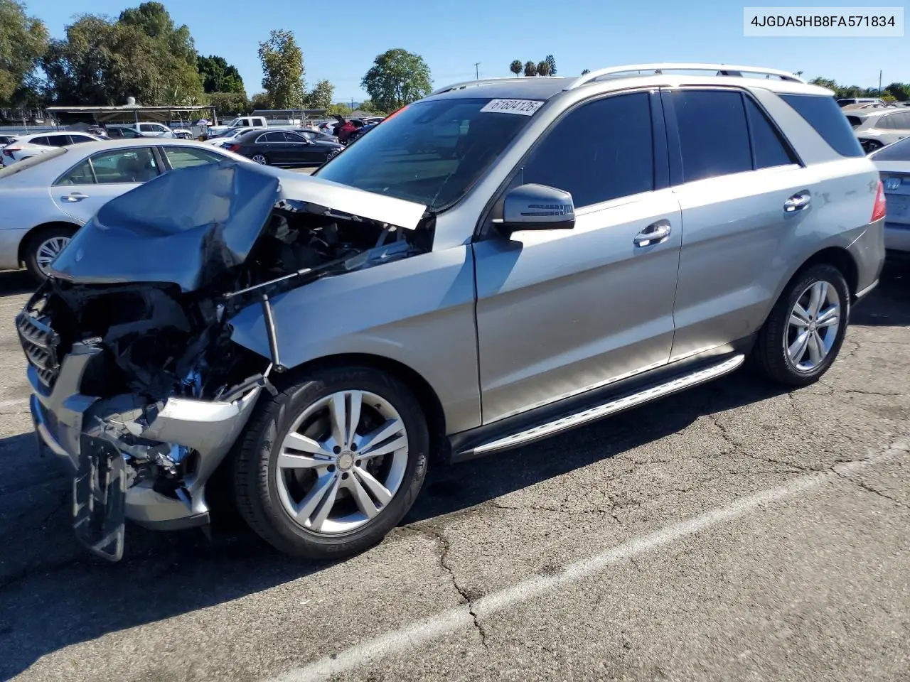 2015 Mercedes-Benz Ml 450 Hybrid VIN: 4JGDA5HB8FA571834 Lot: 61604126