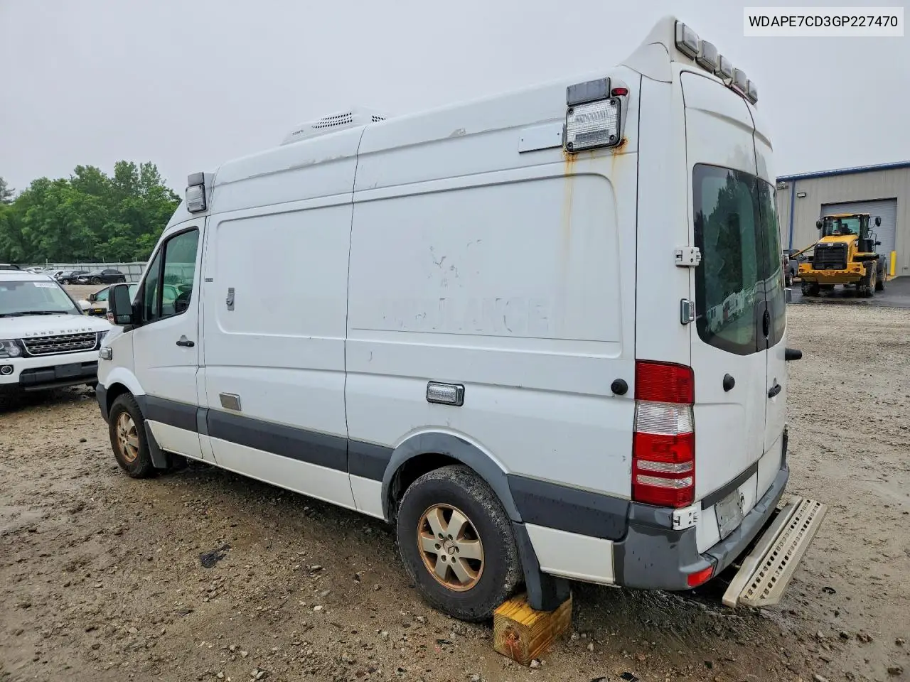 2016 Mercedes-Benz Sprinter 2500 VIN: WDAPE7CD3GP227470 Lot: 58480446