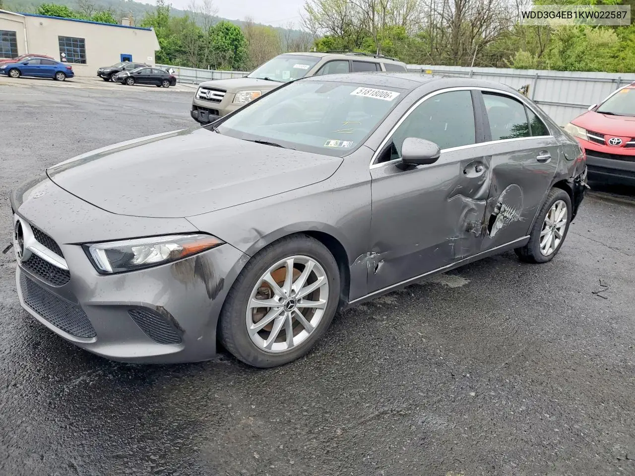 2019 Mercedes-Benz A 220 VIN: WDD3G4EB1KW022587 Lot: 51818006