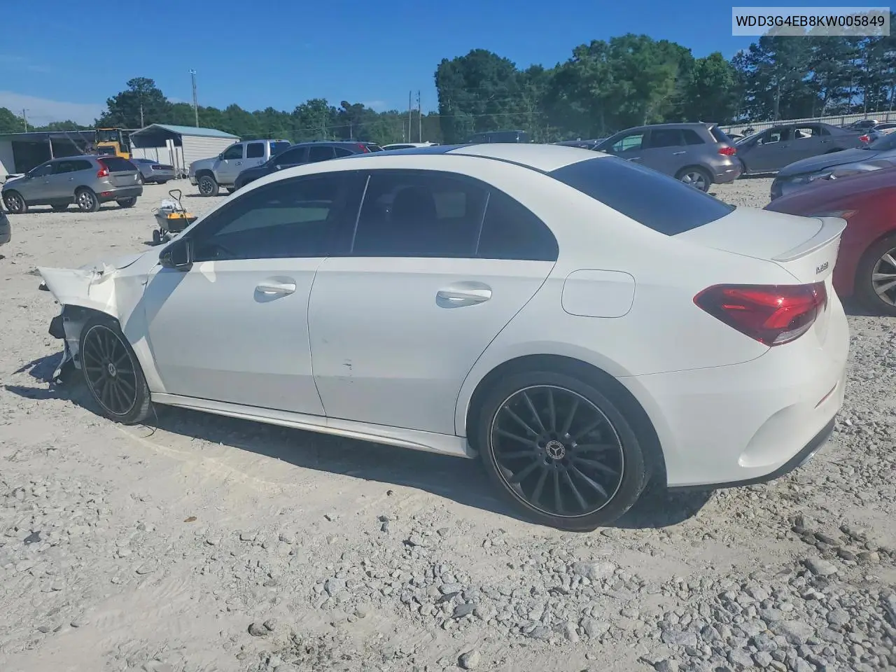 2019 Mercedes Benz A 220 VIN: WDD3G4EB8KW005849 Lot: 52504786