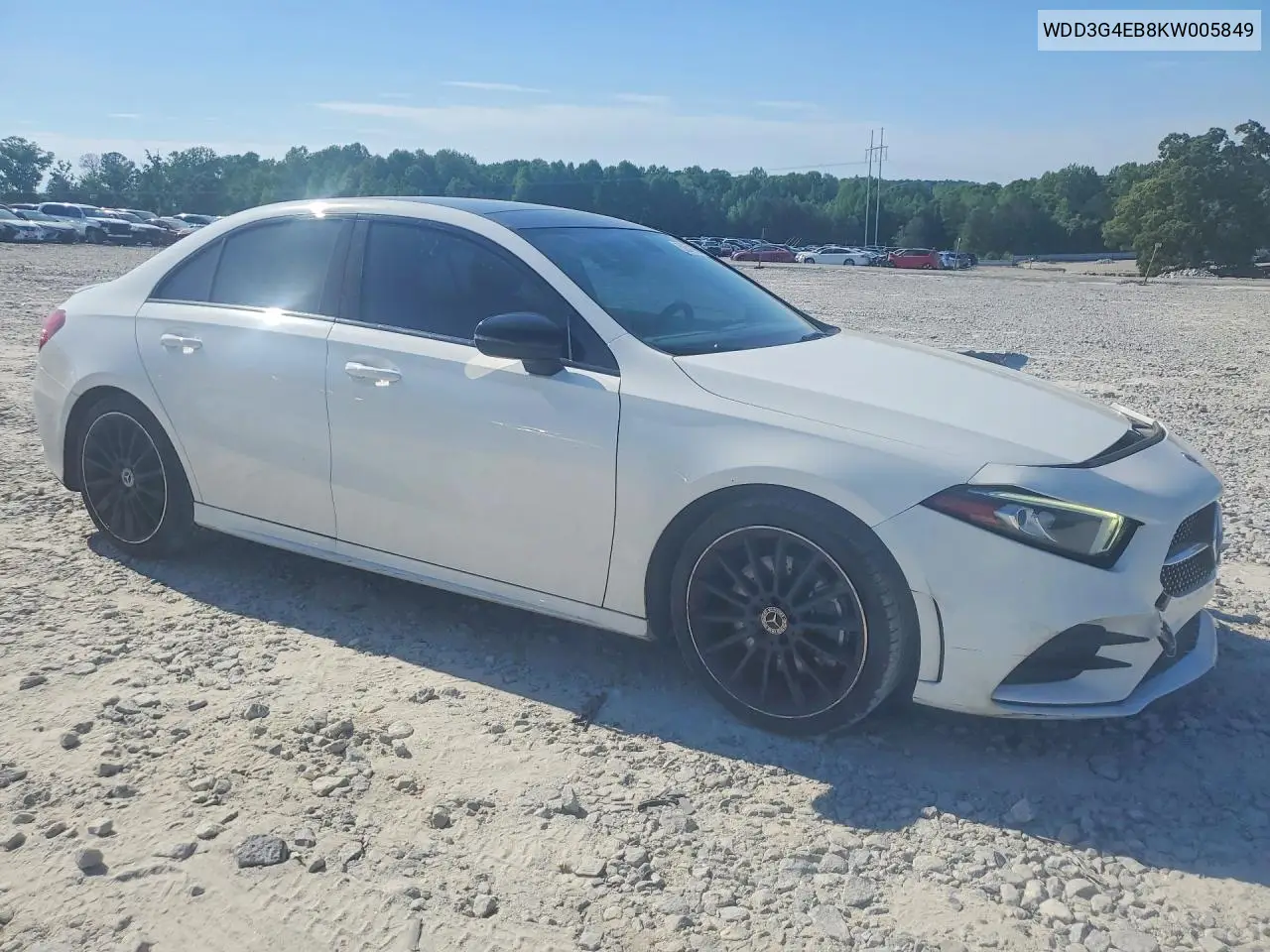 2019 Mercedes Benz A 220 VIN: WDD3G4EB8KW005849 Lot: 52504786