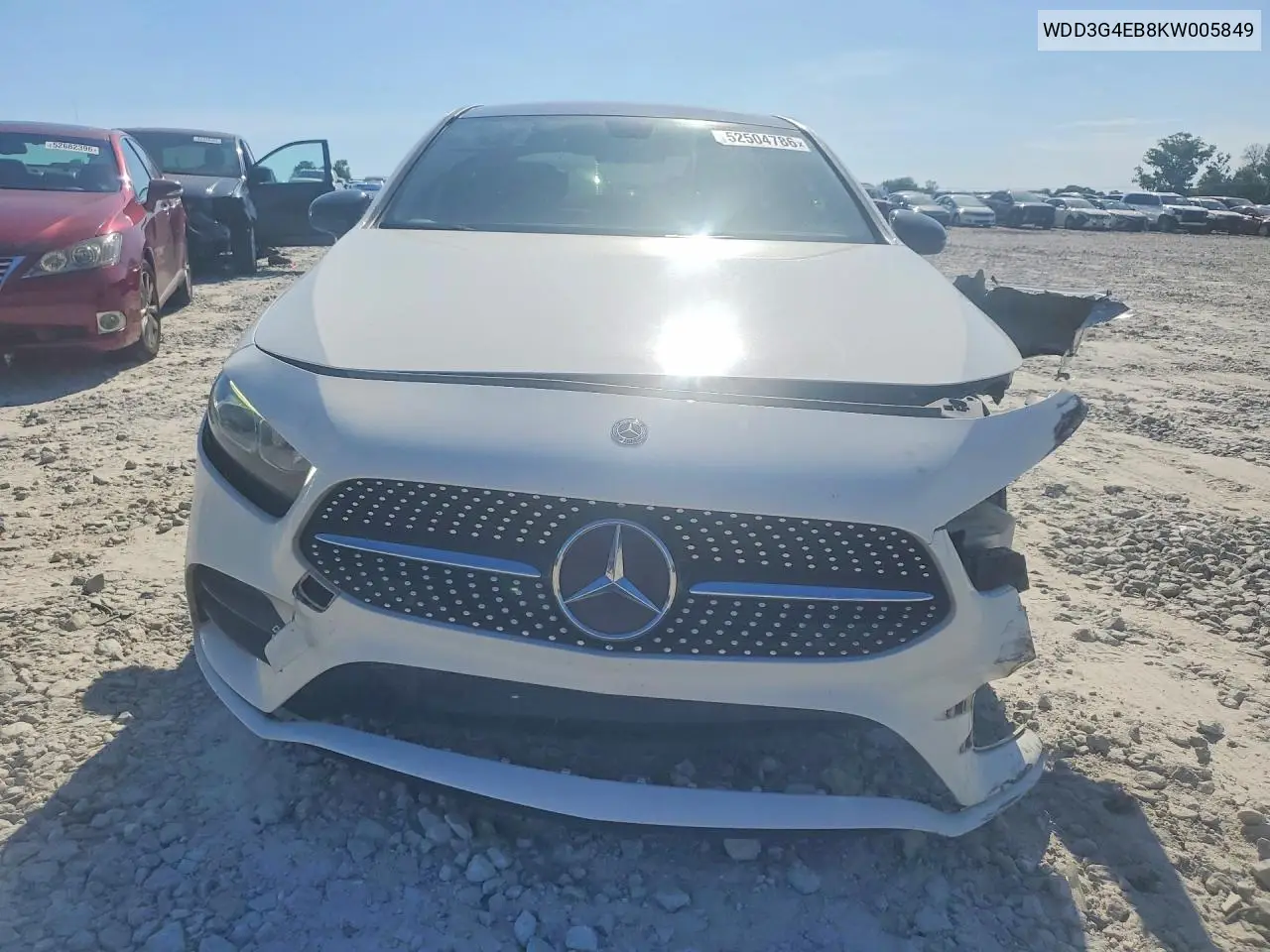 2019 Mercedes Benz A 220 VIN: WDD3G4EB8KW005849 Lot: 52504786
