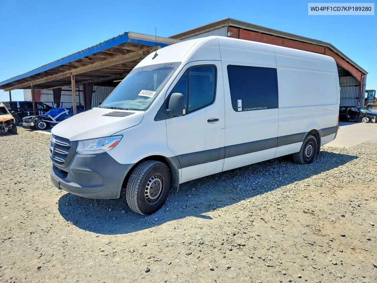 2019 Mercedes-Benz Sprinter 2500 Delivery Van VIN: WD4PF1CD7KP189280 Lot: 54388566