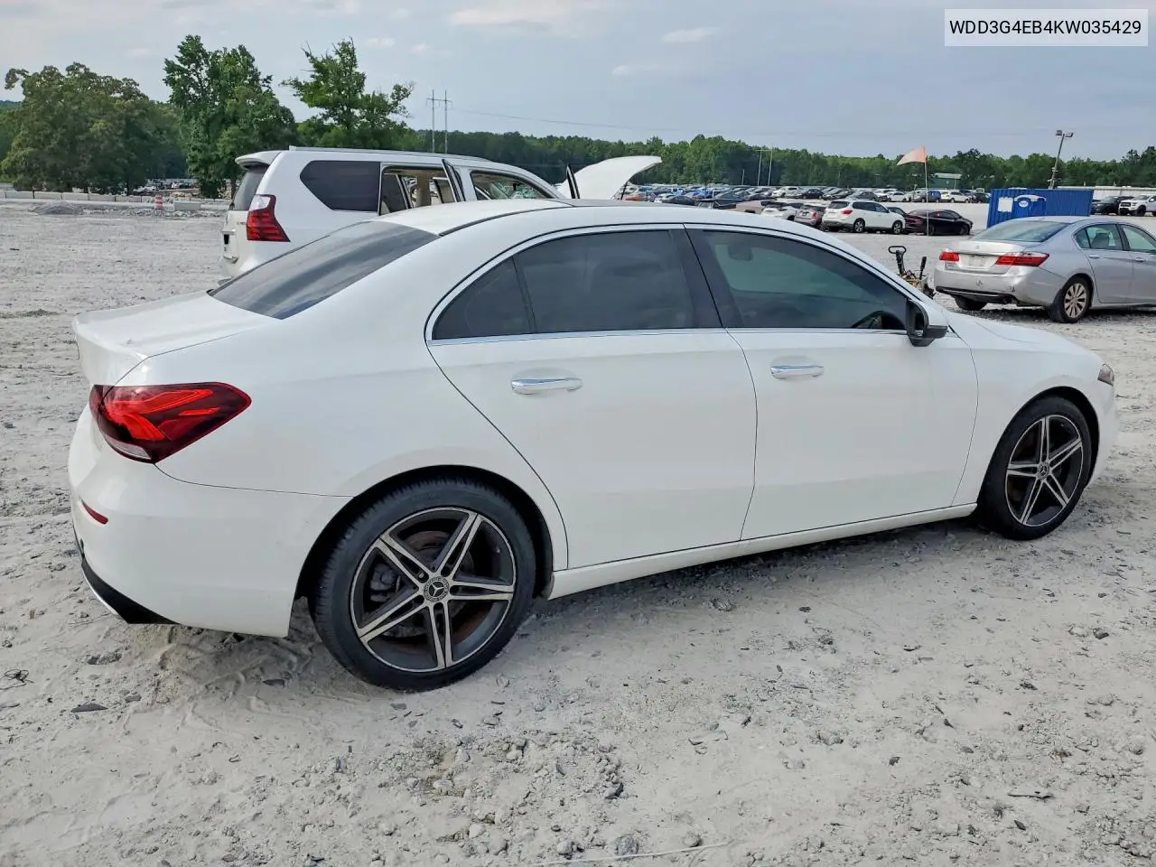 2019 Mercedes-Benz A 220 VIN: WDD3G4EB4KW035429 Lot: 55780326