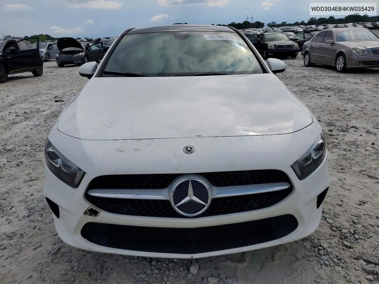 2019 Mercedes-Benz A 220 VIN: WDD3G4EB4KW035429 Lot: 55780326