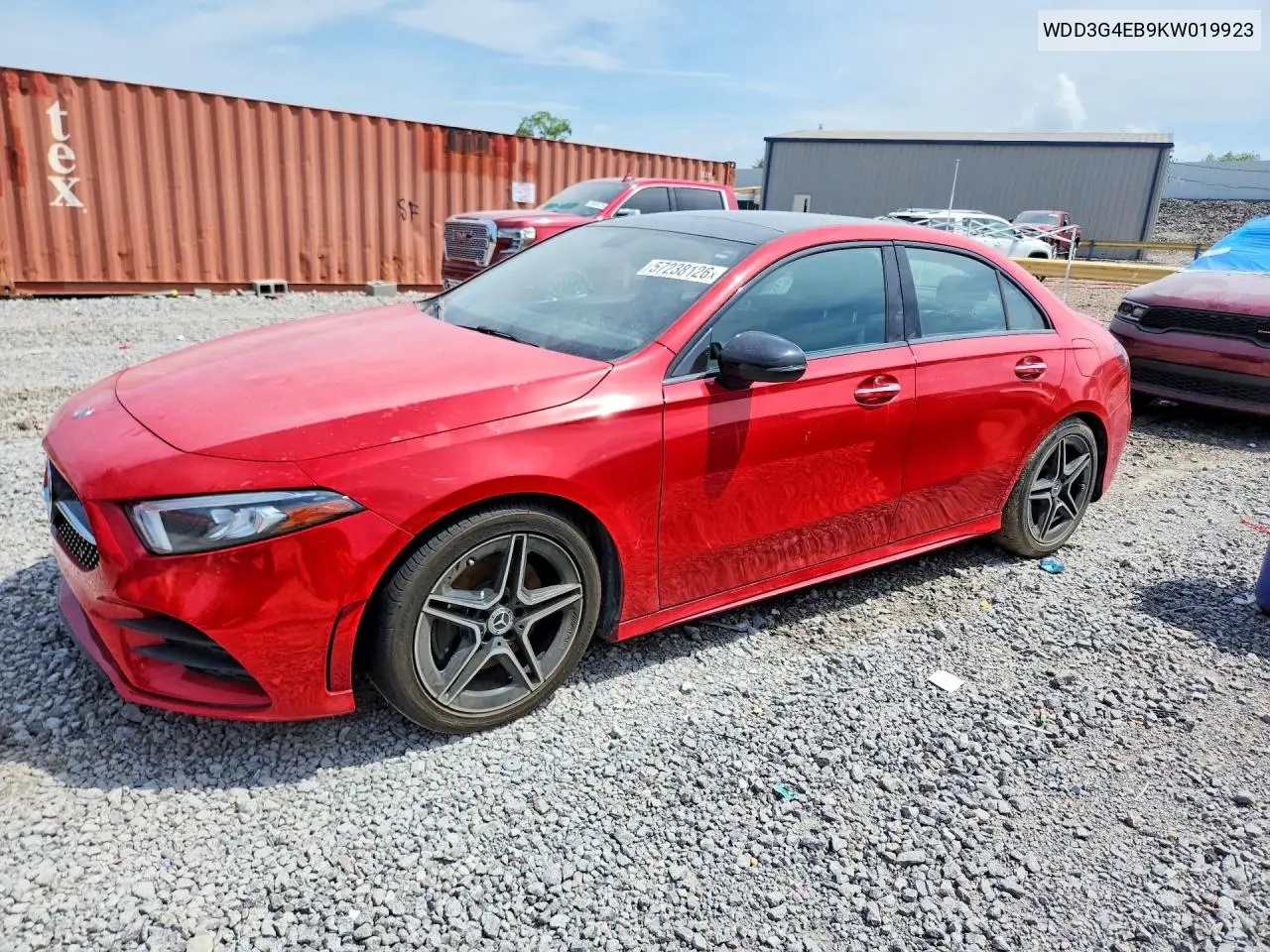 2019 Mercedes-Benz A 220 VIN: WDD3G4EB9KW019923 Lot: 57238126