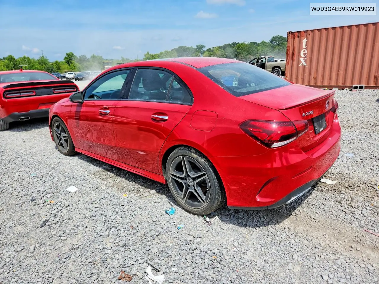 2019 Mercedes-Benz A 220 VIN: WDD3G4EB9KW019923 Lot: 57238126