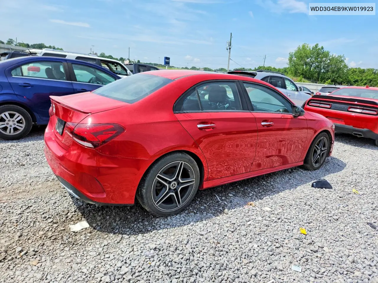 2019 Mercedes-Benz A 220 VIN: WDD3G4EB9KW019923 Lot: 57238126