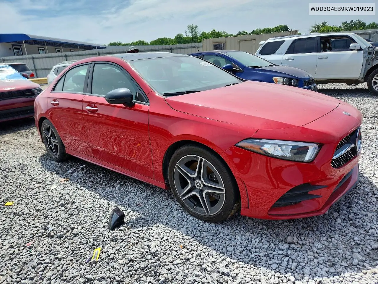 2019 Mercedes-Benz A 220 VIN: WDD3G4EB9KW019923 Lot: 57238126