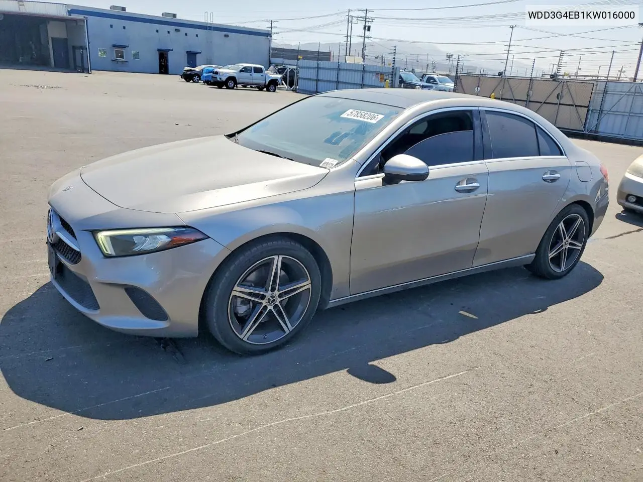 2019 Mercedes-Benz A 220 VIN: WDD3G4EB1KW016000 Lot: 57858206
