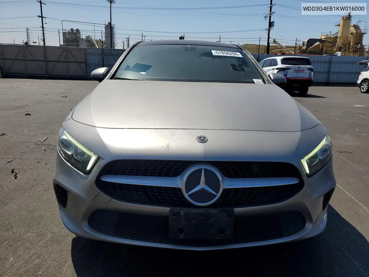 2019 Mercedes-Benz A 220 VIN: WDD3G4EB1KW016000 Lot: 57858206