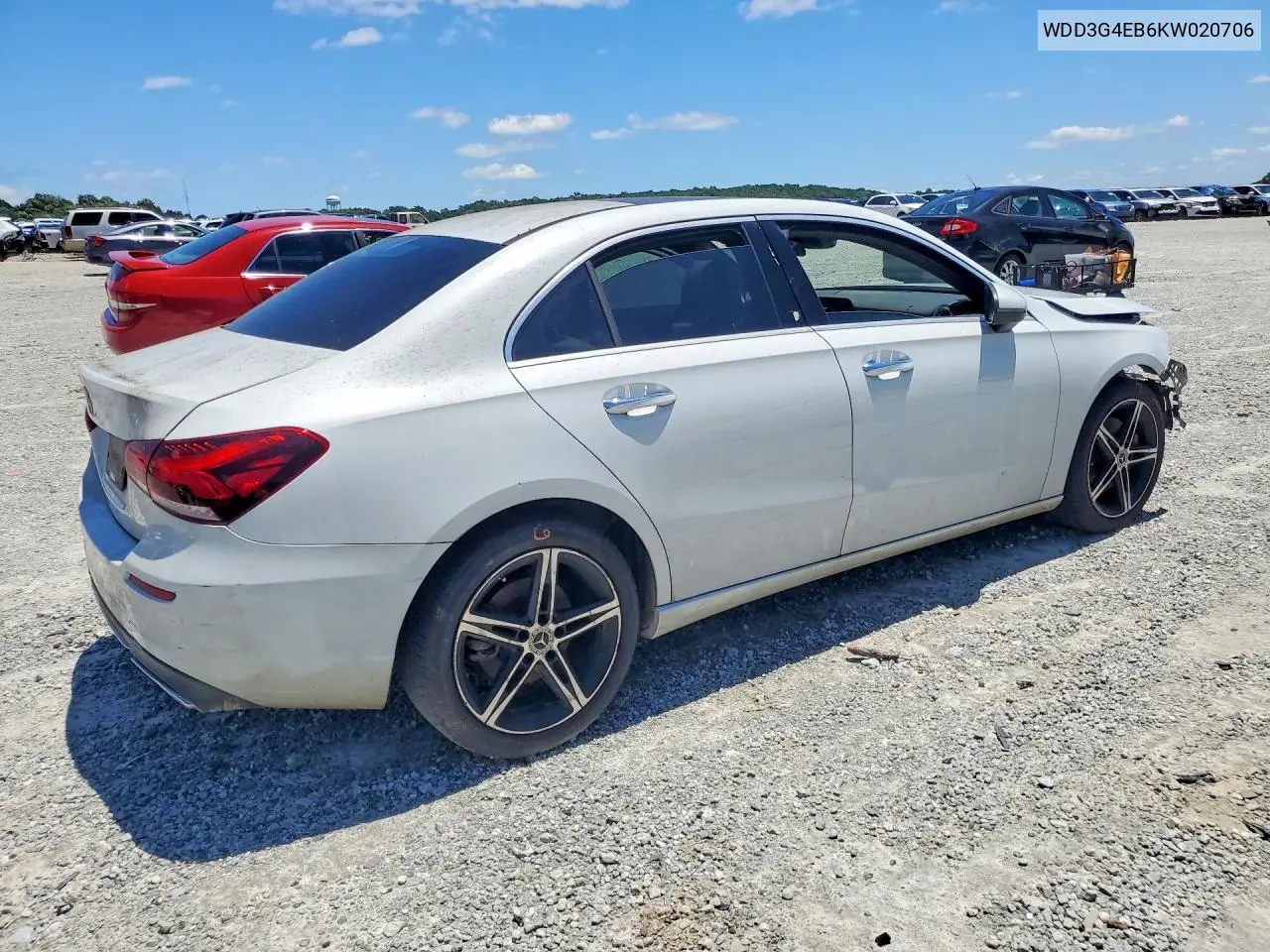 2019 Mercedes-Benz A220 VIN: WDD3G4EB6KW020706 Lot: 58004096