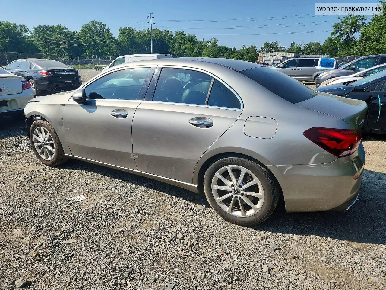 2019 Mercedes-Benz A 220 4Matic VIN: WDD3G4FB5KW024146 Lot: 59320386