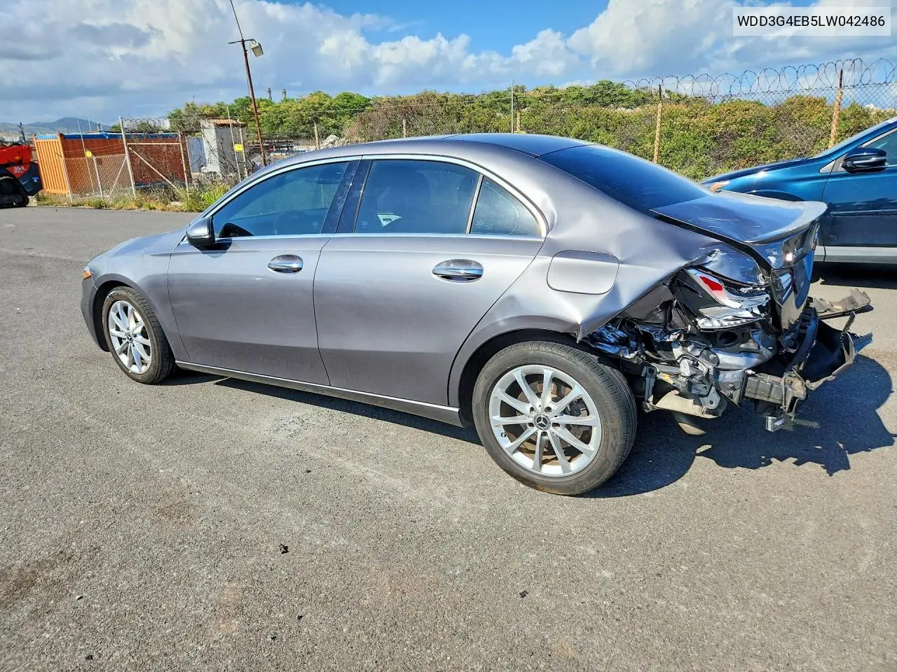 2020 Mercedes-Benz A 220 VIN: WDD3G4EB5LW042486 Lot: 58147046