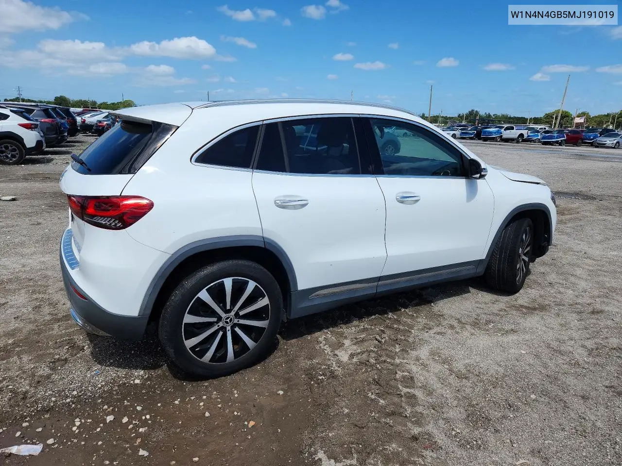 2021 Mercedes-Benz Gla 250 VIN: W1N4N4GB5MJ191019 Lot: 50724176