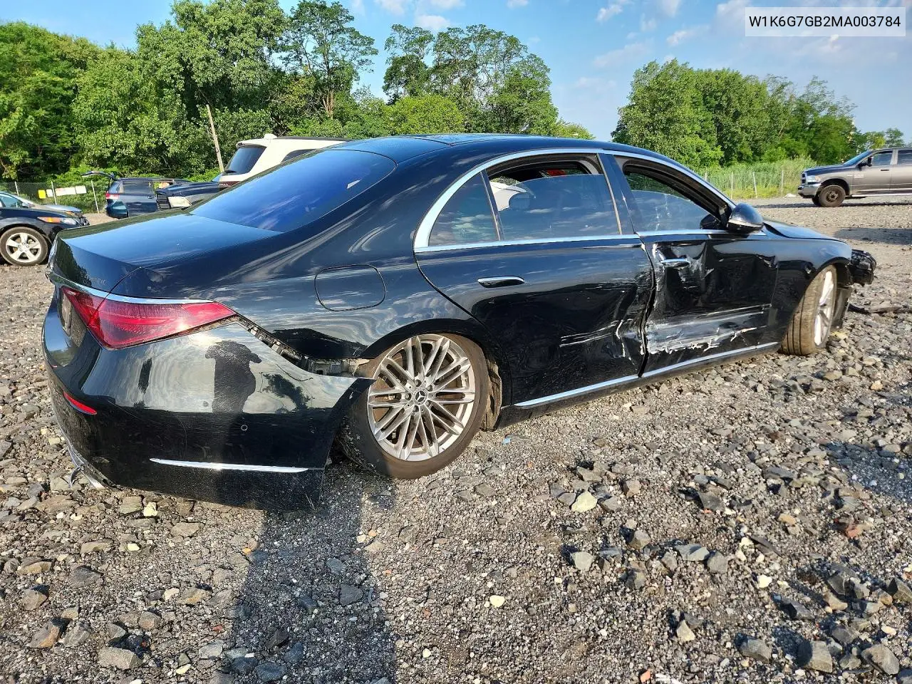 2021 Mercedes-Benz S 580 4Matic VIN: W1K6G7GB2MA003784 Lot: 58364926