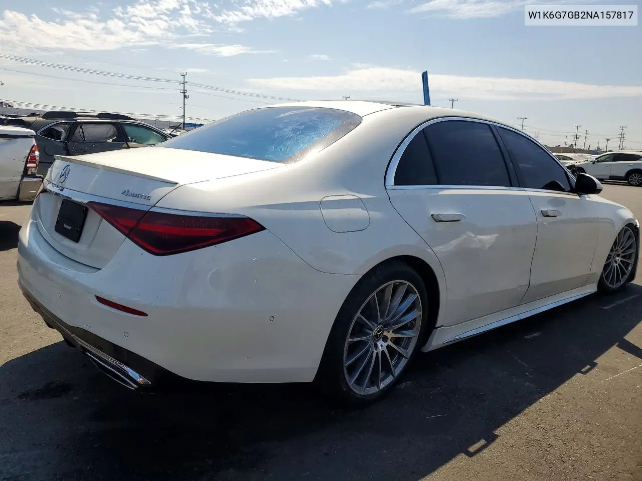 2022 Mercedes-Benz S 580 4Matic VIN: W1K6G7GB2NA157817 Lot: 58414886