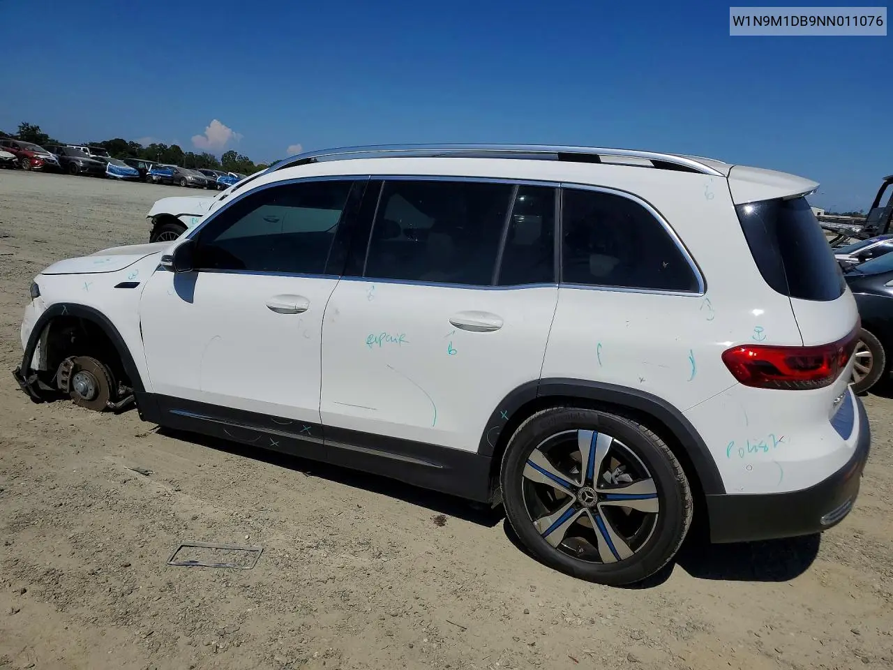 2022 Mercedes-Benz Eqb 350 4Matic VIN: W1N9M1DB9NN011076 Lot: 58593366