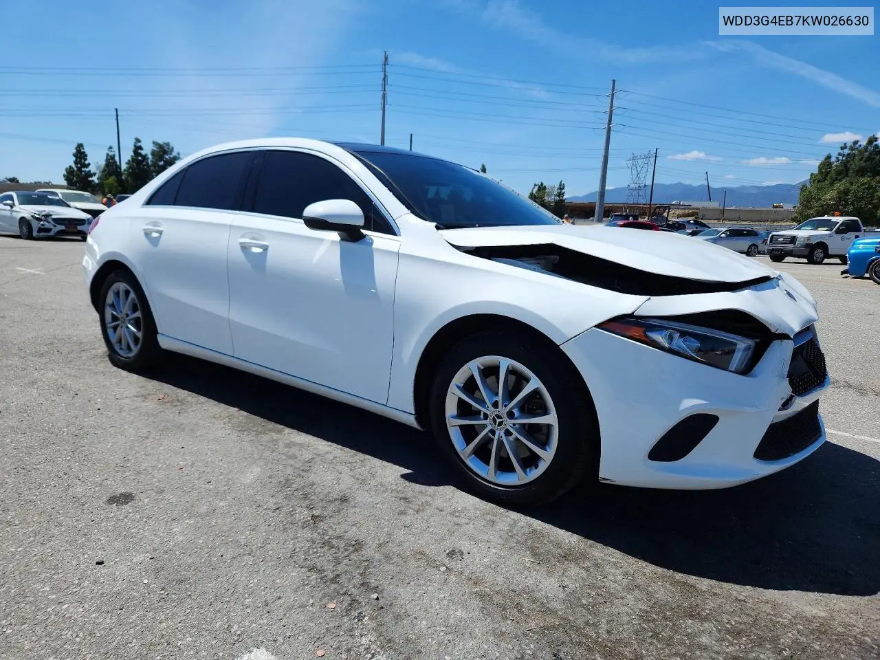 2019 Mercedes-Benz A 220 VIN: WDD3G4EB7KW026630 Lot: 51103626