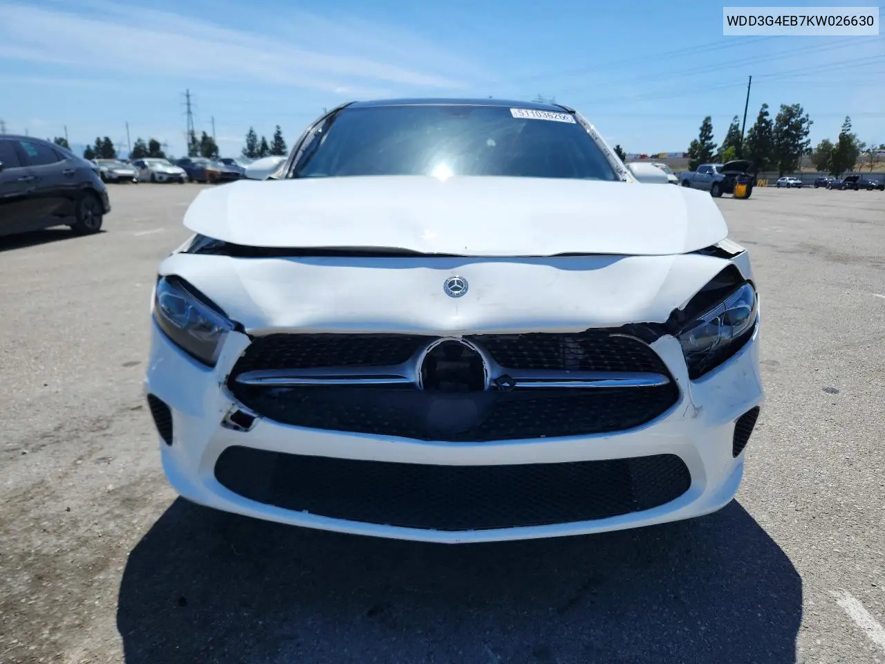 2019 Mercedes-Benz A 220 VIN: WDD3G4EB7KW026630 Lot: 51103626