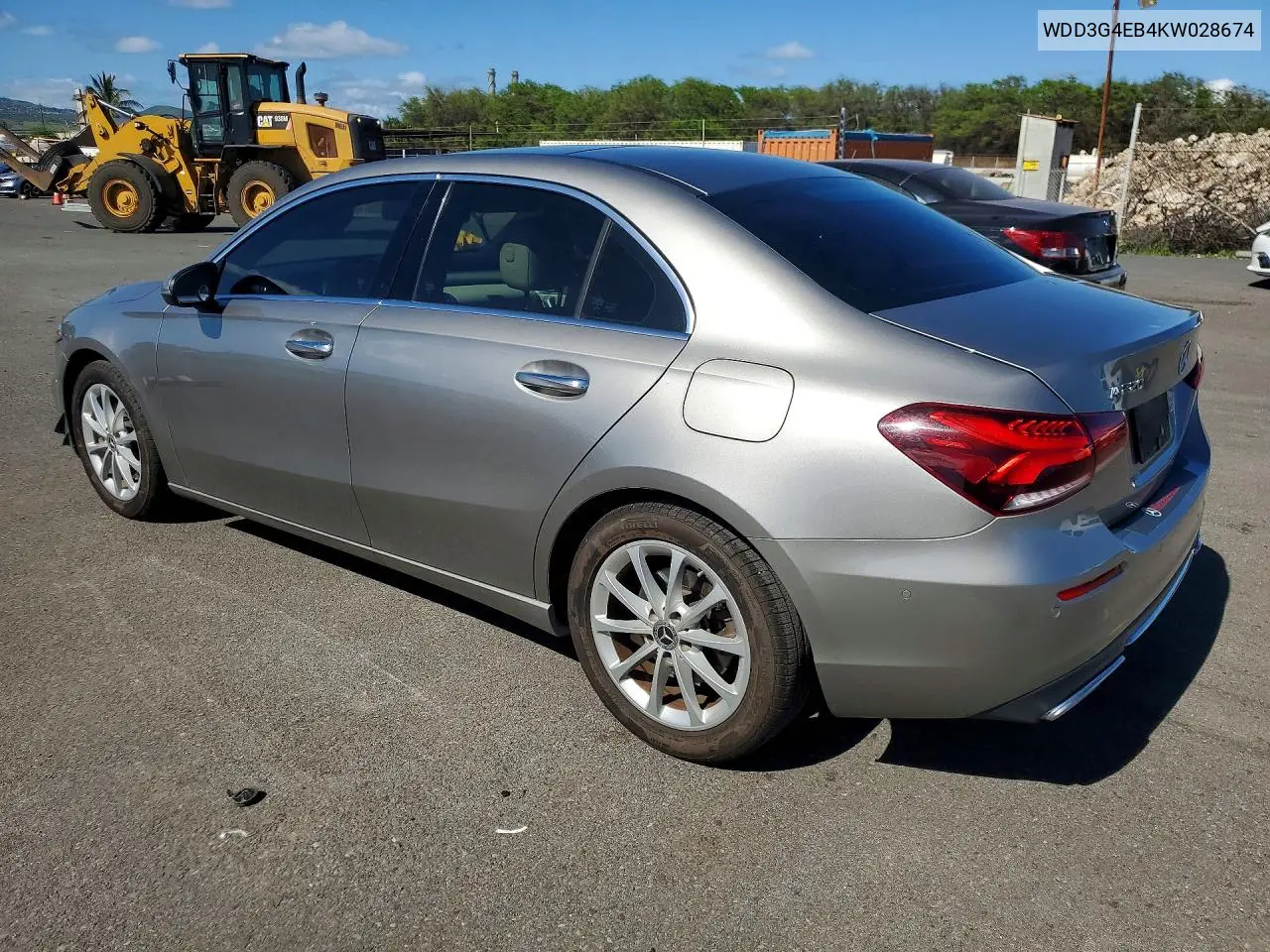 2019 Mercedes-Benz A 220 VIN: WDD3G4EB4KW028674 Lot: 51115816