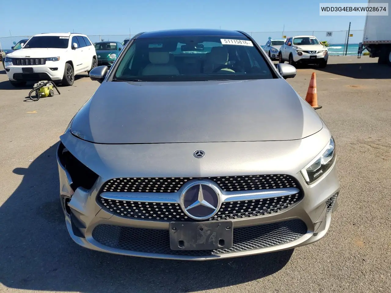 2019 Mercedes-Benz A 220 VIN: WDD3G4EB4KW028674 Lot: 51115816