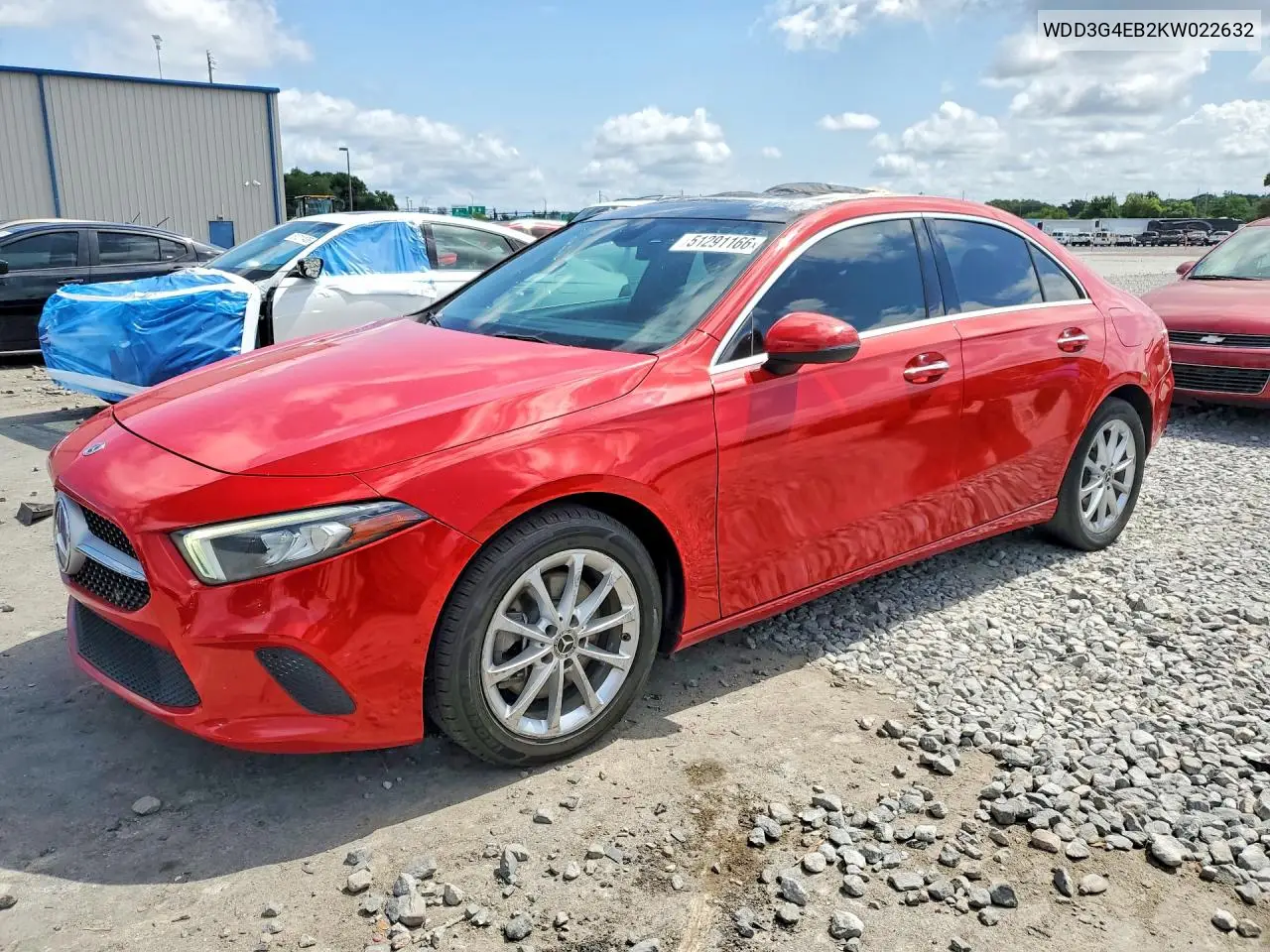 2019 Mercedes-Benz A 220 VIN: WDD3G4EB2KW022632 Lot: 51291166