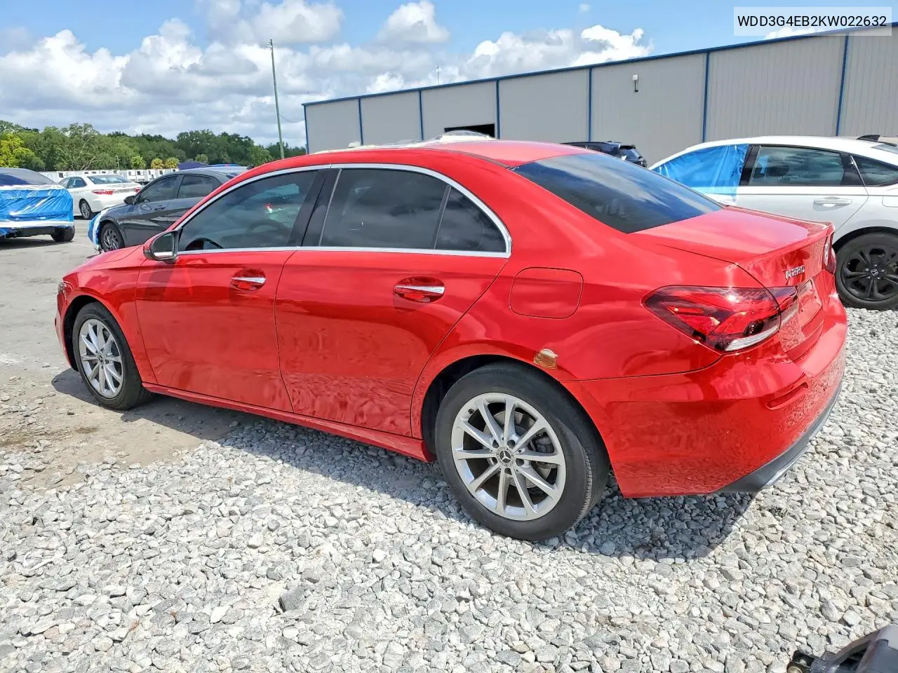 2019 Mercedes-Benz A 220 VIN: WDD3G4EB2KW022632 Lot: 51291166