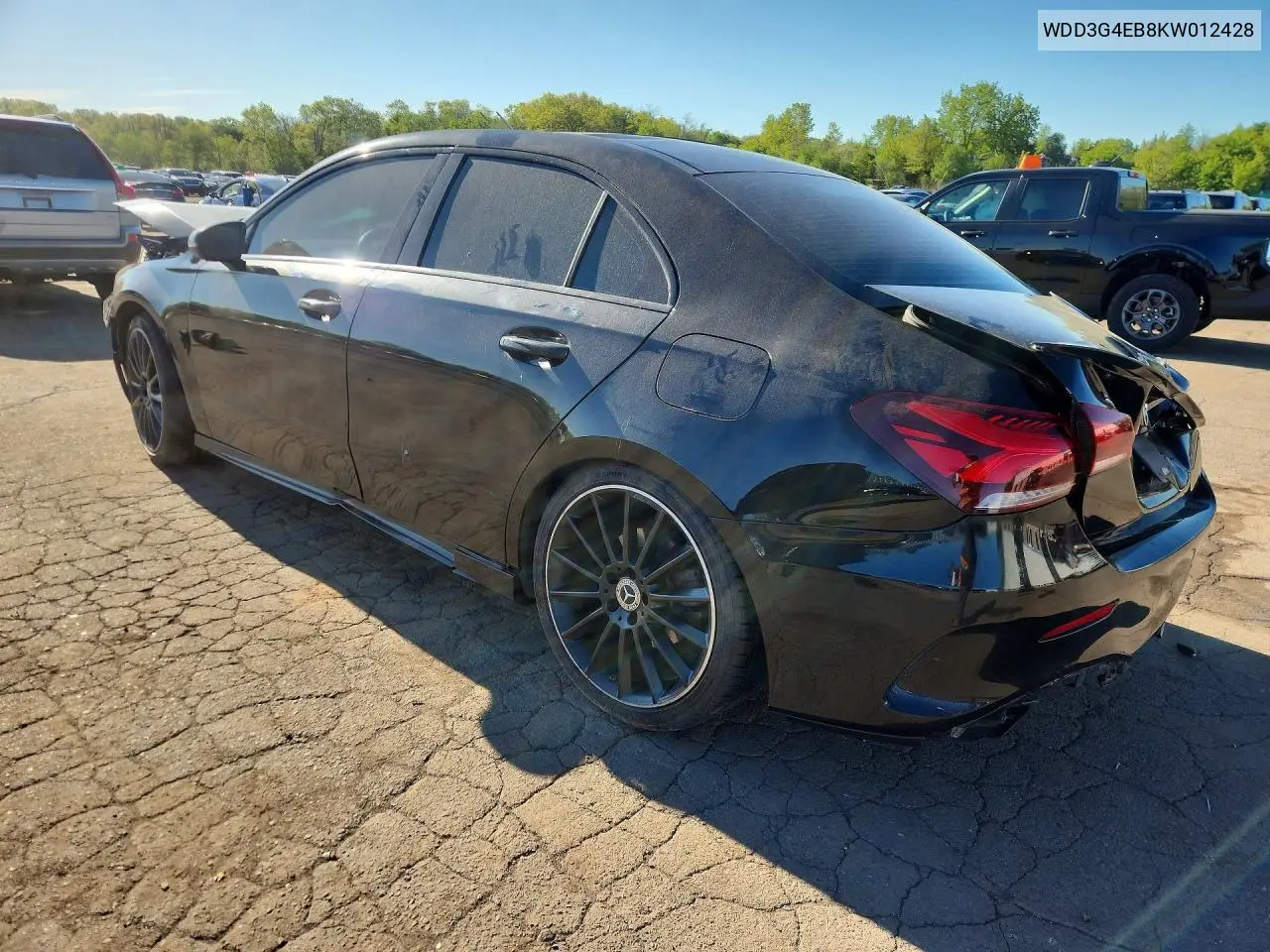 2019 Mercedes-Benz A 220 VIN: WDD3G4EB8KW012428 Lot: 52942696