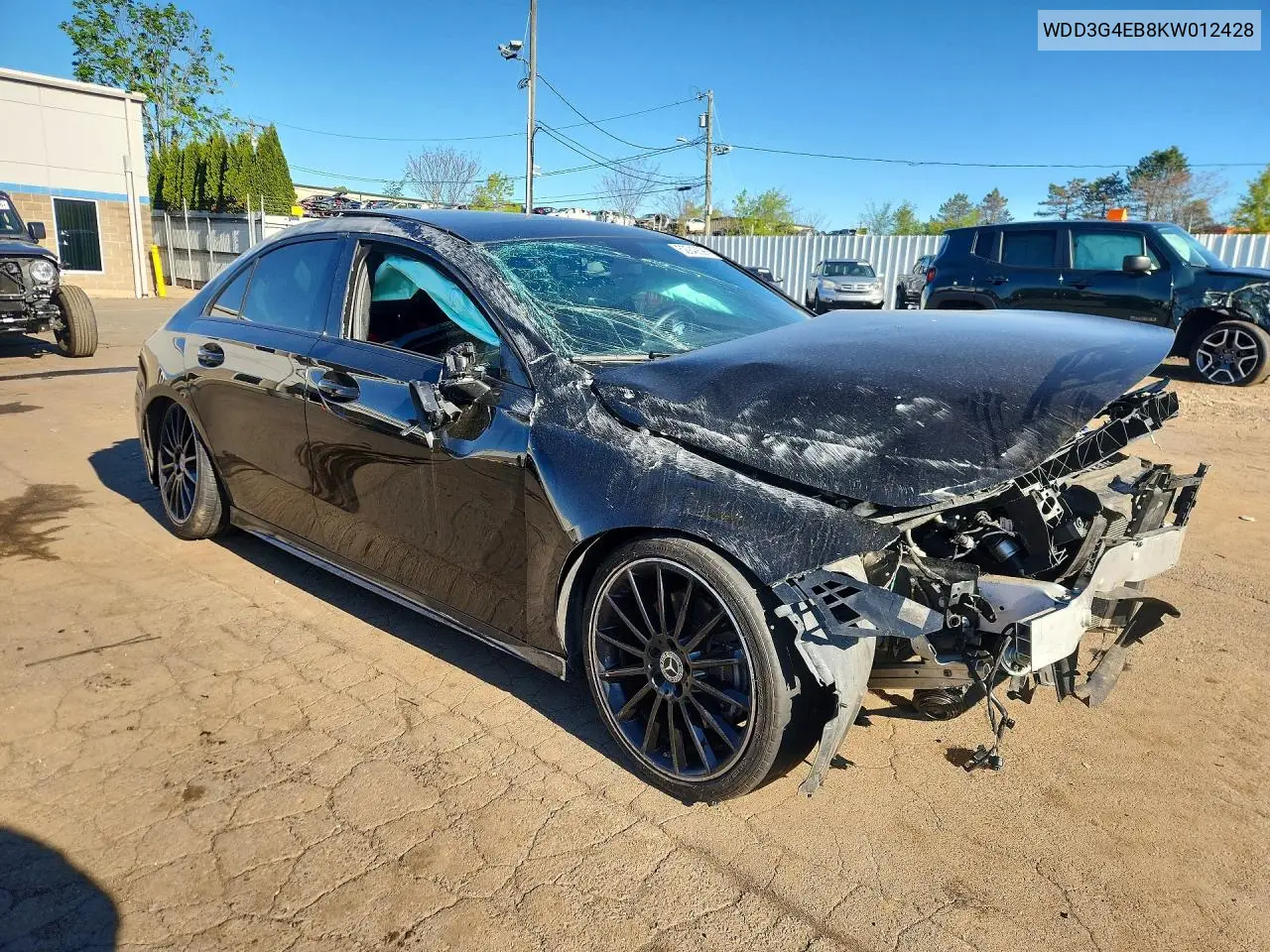 2019 Mercedes-Benz A 220 VIN: WDD3G4EB8KW012428 Lot: 52942696