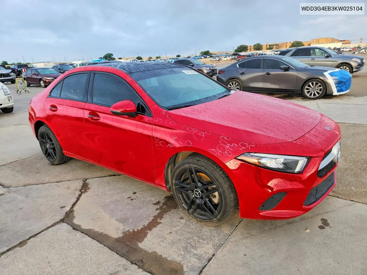 2019 Mercedes-Benz A 220 VIN: WDD3G4EB3KW025104 Lot: 54135826