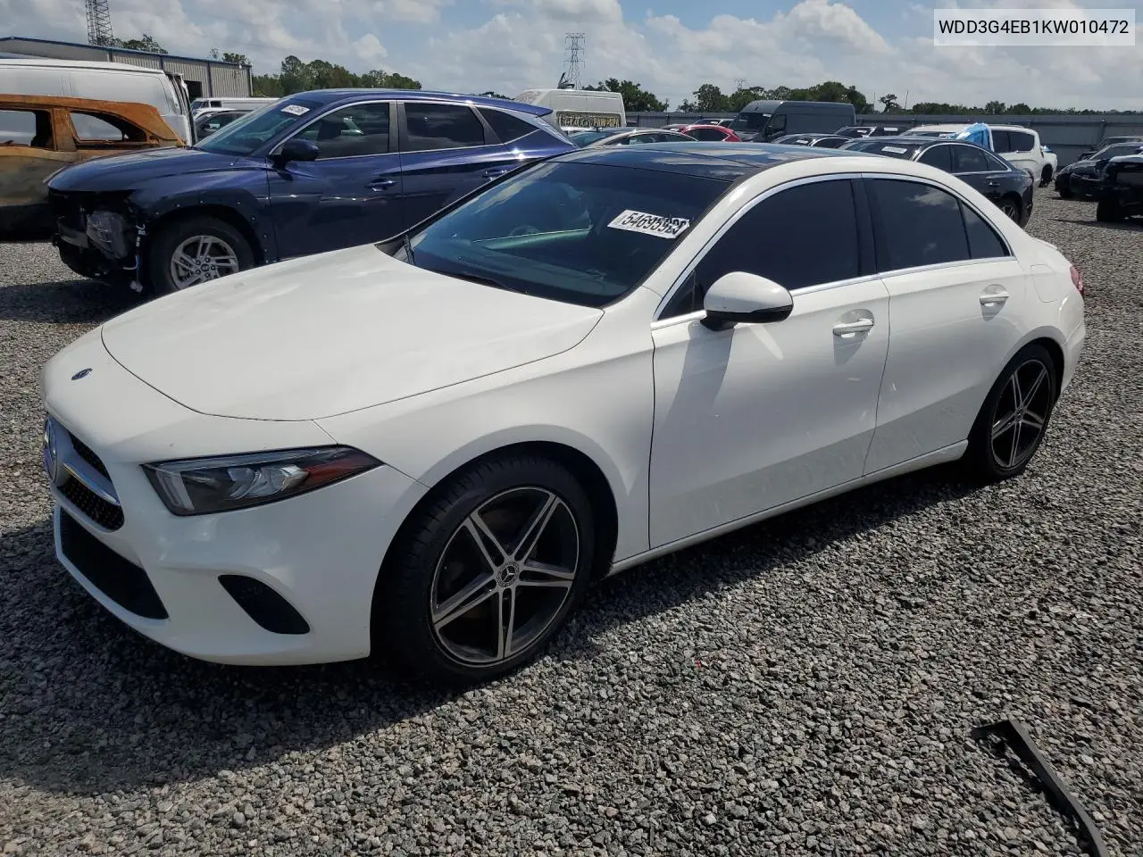 2019 Mercedes-Benz A 220 VIN: WDD3G4EB1KW010472 Lot: 54695926