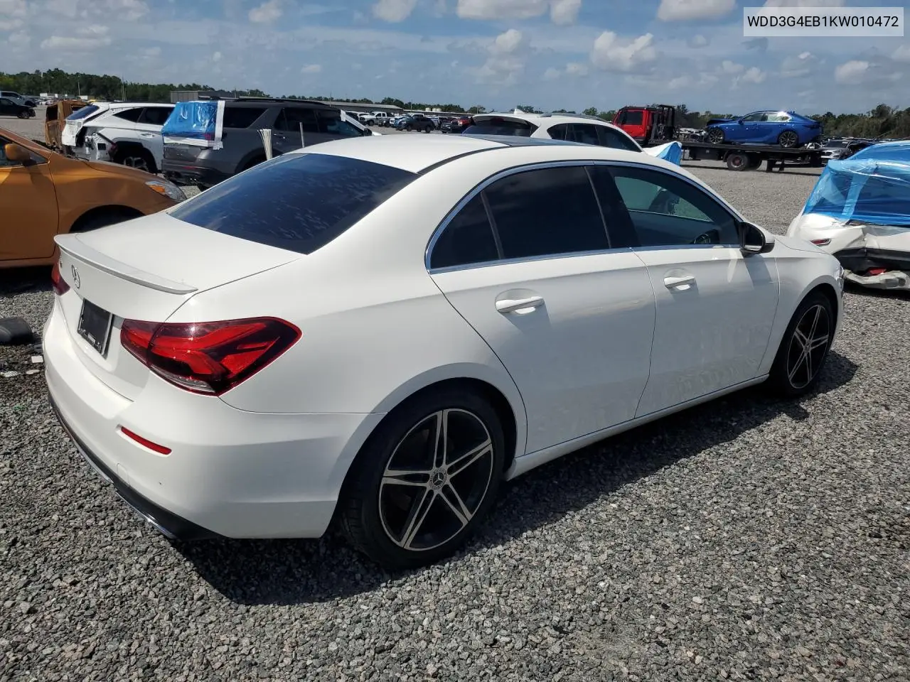 2019 Mercedes-Benz A 220 VIN: WDD3G4EB1KW010472 Lot: 54695926